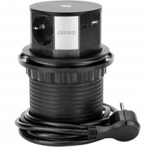 Orno Pop up Stikk Med USB Trådløs Lader Sort